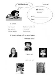 English Worksheet: How are you?