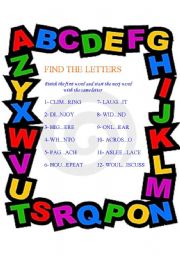 English Worksheet: FIND THE LETTERS