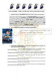 English Worksheet: Film Worsheet: Harry Potter and the Philosophers Stone