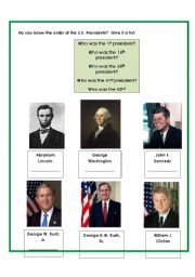 English Worksheet: American Presidents and Ordinal Number Practice