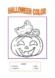 English Worksheet: Halloween Color