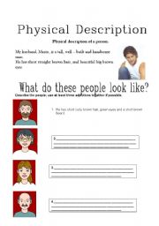 English Worksheet: PHYSICAL DESCRIPTION PAGE1