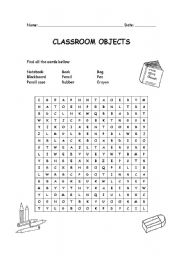 English worksheet: Classroom objects