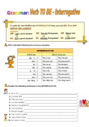 English Worksheet: Verb TO BE - INTERROGATIVE