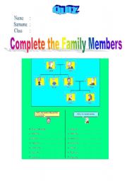 English Worksheet: Family Members Quiz