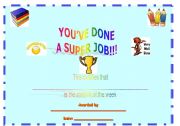 English Worksheet: Certificate-Super Job