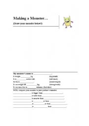 English Worksheet: Making a Monster (Comparatives)