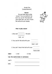 English Worksheet: Soccer comprehention