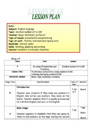 English Worksheet: CARDINAL NUMBERS