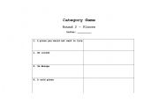 English worksheet: Category game - Round 2