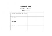 English Worksheet: Category game - Round 2