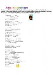 English worksheet: a song activity