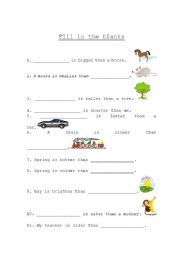 English Worksheet: comparative practice