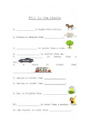 English worksheet: comparative practice