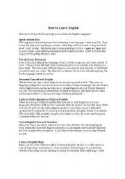 English Worksheet: How to learn English