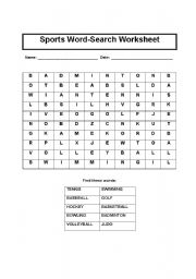 English Worksheet: Sports Word Search Worksheet