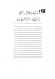 English worksheet: My English ID card