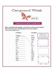 English Worksheet: Compound Words