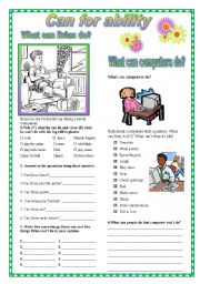 English Worksheet: Can for ability