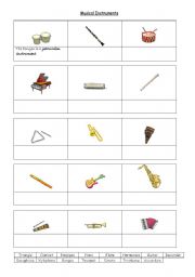 English Worksheet: instruments
