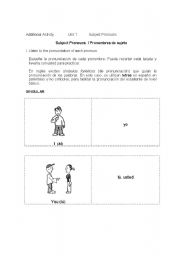 English worksheet: Subject Pronouns Part A