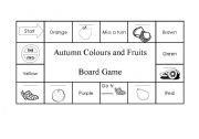 English Worksheet: Autumn colours and fruits board game