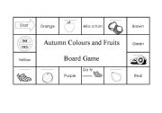 English worksheet: Autumn colours and fruits board game