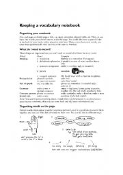 English Worksheet: keeping a vocabulary notebook