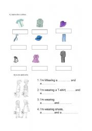 English worksheet: posessives clothes and verb to be
