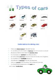 English Worksheet: Types of cars