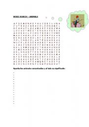 English Worksheet: Word search animals