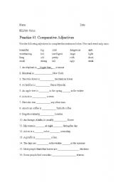 English Worksheet: Comparative Adjectives