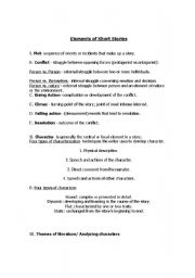 English Worksheet: Short Story Elements