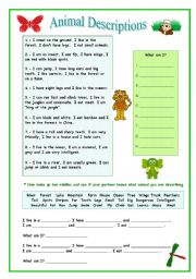 English Worksheet: Animal Describing