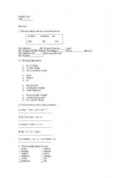 English worksheet: Exercises - to be and articles