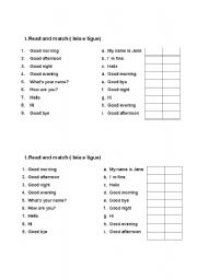 English Worksheet: Greetings