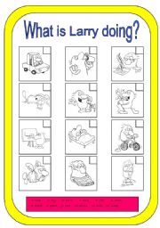 English Worksheet: What is Larry doing?
