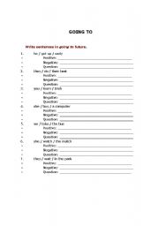 English worksheet: GOING TO