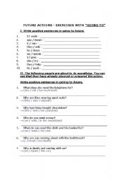 English worksheet: GOING TO