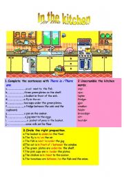 English Worksheet: In the kitchen