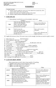 English Worksheet: expressions of quantity