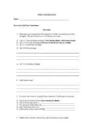 English Worksheet: PAST CONTINUOUS