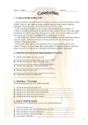 English Worksheet: Celebrities - Test on Simple Present