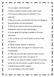 English worksheet: health questions