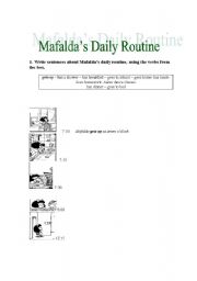 English Worksheet: Mafaldas Daily Routine