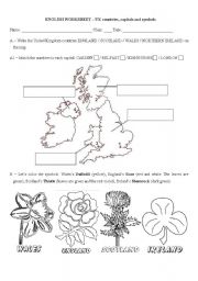 English Worksheet: UK countries, capitals and symbols
