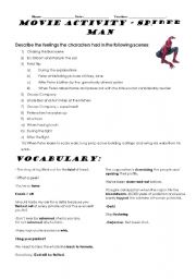 English worksheet: Describing Emotions - Spiderman Activity