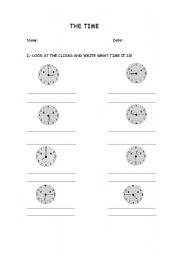 English worksheet: The time