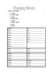 English worksheet: Rhyming words