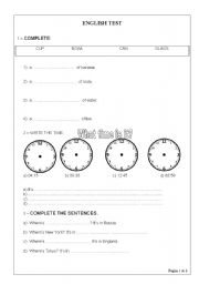 English Test - 4th. Grade